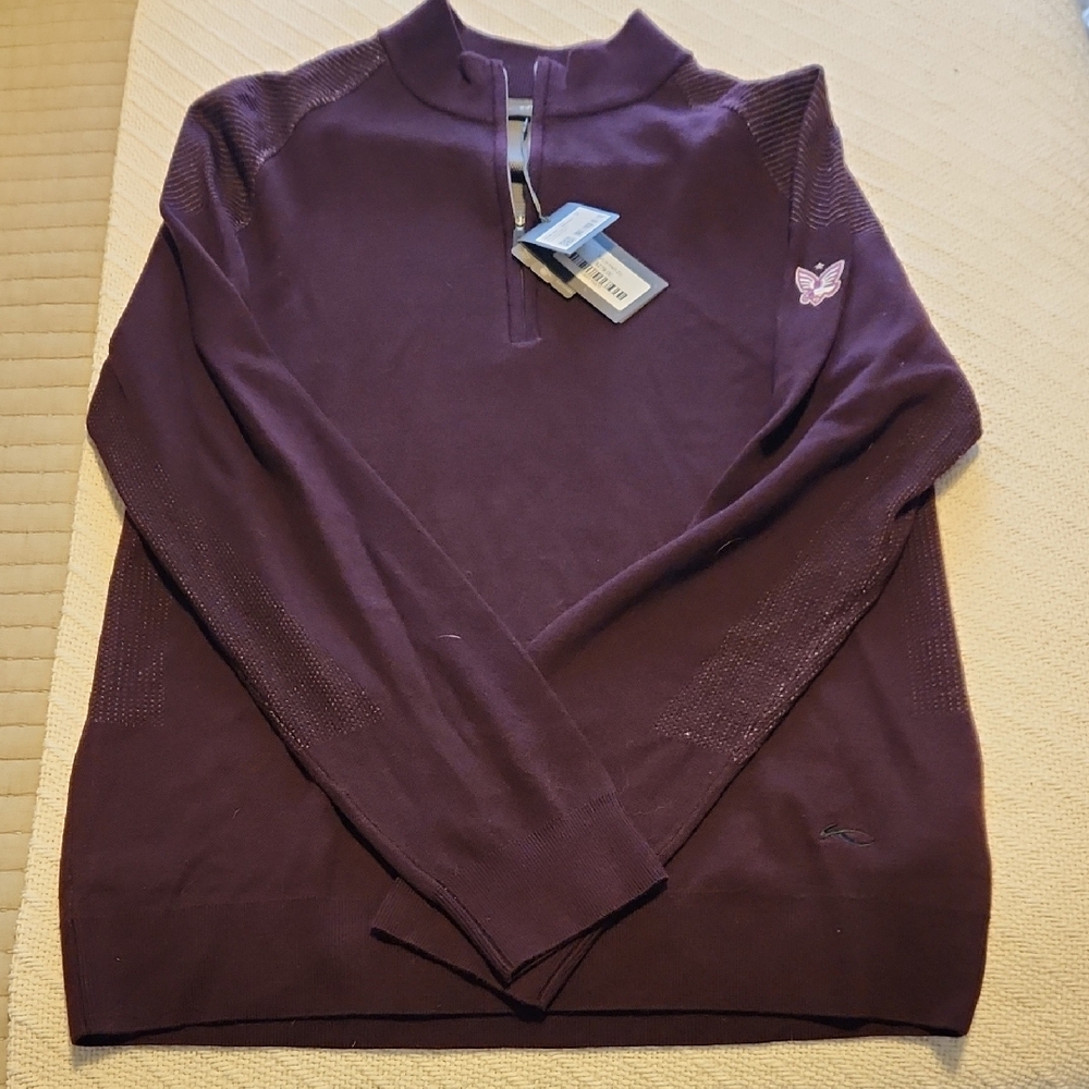 Men's Stylish Zip-Up Sweater in Rich Purple